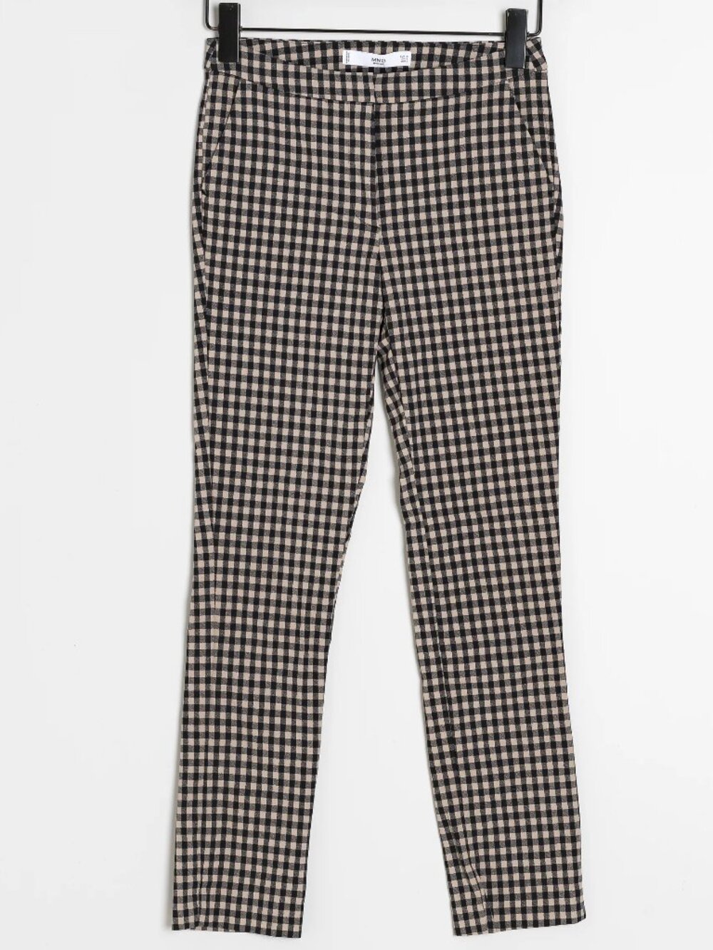 Mango Black & Beige Gingham Stretch Cigarette Pants - Sz 10